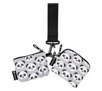 Cute Panda Face Purple Women's Wallets Card Cases Thin Flat Card Wallet Money Organizer with Zipper Pocket for Men Women 2 Packs, Cute Panda Face Purple, One Size