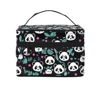 Cute Panda Face Travel Cosmetic Bag with Multi-Pocket Organizer (9×6.5×6.2″), Large Polyester Case for Gym, Camping & Work Trips