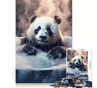 Cute Panda Foamy Bath Tub Jigsaw Puzzle 1000 Piece for Adults Tension Relief FreeTime Game Playful Challenge (38x52cm)