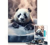 Cute Panda Foamy Bath Tub Jigsaw Puzzle 1000 Piece for Adults Tension Relief FreeTime Game Playful Challenge (38x52cm)