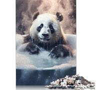Cute Panda Foamy Bath Tub Puzzles 1000 Pieces Wooden Puzzles for Adults & Teenager Stress Relief Toys 1000pcs (75x50cm)