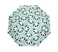Cute Panda Folds Umbrella Windproof Rain Automatic Open Close Travel Umbrella UV Protection for Women Men