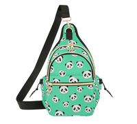 Cute Panda Green Sling Pack Durable Print Chest Bag for Women