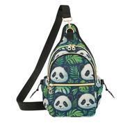 Cute Panda Green Tropical Leaves Shoulder Bag Vivid Print Vibrant Colors Outdoor Adventure