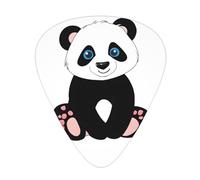 (Cute Panda) Guitar Picks Set Of 12 With Transparent Plastic Box For Bass Electric And Acoustic Guitars Ukulele