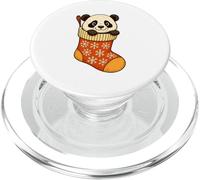 Cute Panda in Christmas Stocking Snowflake Holiday Art PopSockets PopGrip for MagSafe
