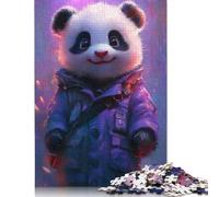 Cute Panda in Purple Coat Puzzle for Adults And Teenagers 1000 Pieces Jigsaw Puzzles for Adults Educational Game Challenge Toy 1000pcs (75x50cm)