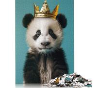 Cute Panda King Puzzles 500 Pieces Wooden Puzzles for Adults And Teenager Family Game Christmas Eve Gifts 500pcs (52x38cm)