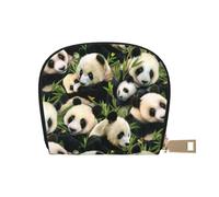 Cute Panda Leather Semi-Circular Card Bag, Compact and Convenient, Easy to Store