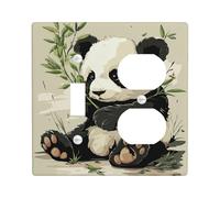 Cute Panda Light Switch Cover Plate/Outlet Covers, Black White Bear Design for Kids' Room Decor, Thermoplastic Wall Plates, Standard Size Toggle Duplex