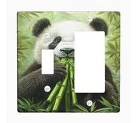 Cute Panda Light Switch Cover Plates/Outlet Covers, Green Bamboo Design for Nature Lovers, Thermoplastic Wall Plates, Standard Size Toggle Rocker
