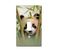 Cute Panda Light Switch Cover Plates/Outlet Covers, Green Bamboo Forest Design for Kids' Room Decor, Thermoplastic Wall Plates, Standard Size Single Toggle