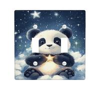 Cute Panda Light Switch Cover Plates/Outlet Covers, Night Sky Design for Kids' Rooms, Thermoplastic Wall Plates, Standard Size Double Toggle