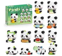 Cute Panda Mini Building Set, 12 Pcs Animal Micro Building Bricks Kit, Party Favors for Birthday Gifts Easter Classroom Rewards, Small Collectible Animal Toy for DIY Building Project
