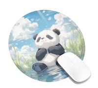 Cute Panda Mouse Pad, Sky Watercolor Pattern, Soft Non-Slip Mouse Pad for Home and Office, Ideal for Spring Gifts, Round, 8 x 8 Inches