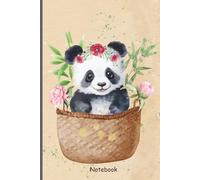 Cute Panda Notebook - Adorable Floral Basket Design for Writing and Journaling: Watercolor Panda with Peony Vintage Paper Background - 6x9 Lined Pages, Perfect for Gifts