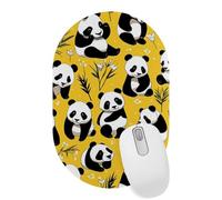 Cute Panda on Yellow Desktop Mouse Pad, Lightweight Non-Slip Computer Mouse Pad 11" x 7.1" for Home School and Office
