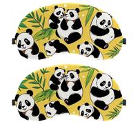 Cute Panda on Yellow Ultra-Soft Sleep Eye Blindfold, 3D Contoured Light Blocking for Travel Home Office, Comfortable Blindfold for Men Women
