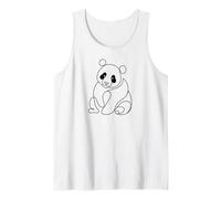 Cute Panda One Line Art Black Tank Top