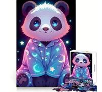 Cute Panda Pajamas Stars Jigsaw Puzzle 1000 Piece for Adults Tension Relief FreeTime Game Playful Challenge (38x52cm)