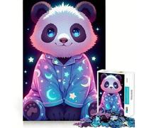 Cute Panda Pajamas Stars Jigsaw Puzzle 1000 Piece for Teenagers Pastime Game Vivid Color Home Game (50x75cm)