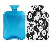 Cute Panda Pattern Hot Water Bottle with Cover, Caroon Panda 2L Hot Water Bag for Pain Relief, Neck and Shoulder, Hand Feet Warmer
