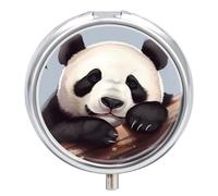 Cute Panda Pill Box 3-Compartment Travel Pill Organizer Portable Round Medicine Case with Mirror Design for Vitamins, Jewelry & Essentials Durable Pocket Pillbox for Purse, Camping