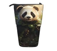 Cute Panda Plant Expandable Stand Pencil Pouch, Multi-Design Oxford Fabric, Adjustable Height, Multi-Use Cosmetic Bag