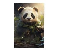 Cute Panda Plant Picture puzzle.Wooden Jigsaw Puzzle for Adults Kids, Challenging jigsaw puzzle decorations