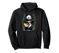Cute Panda Playing Guitar in Bamboo Forest Pullover Hoodie