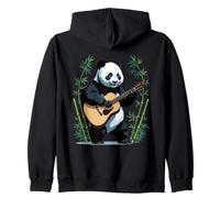 Cute Panda Playing Guitar in Bamboo Forest Zip Hoodie
