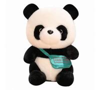Cute Panda Plush Toy Doll - 25cm Soft Stuffed Cartoon Panda Plush with Custom Logo Bag, Adorable Zoo Animal Plush Doll for Kids, Collectible Fabric Toy for Home or Souvenir Decoration