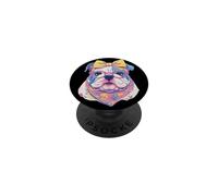 Cute Panda Portrait Animal Lover Graphic Pink Glasses Yellow PopSockets Adhesive PopGrip