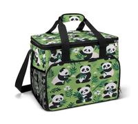Cute Panda Print Large Lunch Bag Soft Cooler Bag Insulated Thermal Bag Reusable Grocery Bags for Office Picnic Beach