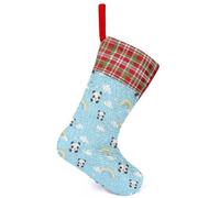 Cute Panda Rainbow Sequin Christmas Stockings Decor Red