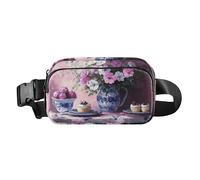 Cute Panda Retro Bathtub Fashion Fanny Pack Waist Bag for Men Women Large Capacity Crossbody Sling Bag for Hiking, Elegant Blue White Floral Dessert Still Life, One Size