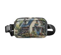 Cute Panda Retro Bathtub Fashion Fanny Pack Waist Bag for Men Women Large Capacity Crossbody Sling Bag for Hiking, Enchanting Flower - Adorned Cottage Illustration, One Size