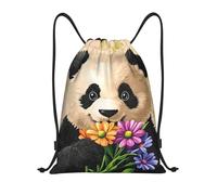 Cute Panda Sack Backpack Foldable Drawstring Gym Bag Waterproof Draw String Back Bag For Swim Beach Yoga 39X46Cm