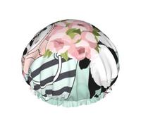 Cute Panda Shower Caps for Women Reusable Waterproof Soft Shower Hat Double Protection Layers