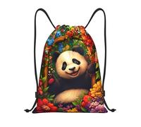 Cute Panda Sports Backpack String Foldable Drawstring Gym Waterproof Draw String Back Bag For Gym Climbing Travel 39X46Cm