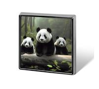 Cute Panda Square Lapel Pin Women's Novelty Buttons & Pins Metal Badge Cute Brooch Pin Retro Pinback Badge Fashion Bag Pins for Hat Backpacks Tie Suit Wedding Party Accessory