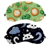 Cute Panda Star Clound Moon Pattern 2-Pack Light-Blocking Soft Breathable Eye Patch Sleeping Masks