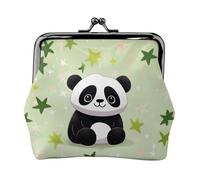 cute panda star Coin Purse for Women, Small Card Holder PU Leather Change Pouch, Kiss Lock Coin Pouch Mini Portable Party Cosmetic Bags Vintage Card Wallets for Cash Key