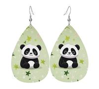 cute panda star Earrings Daily Styles Collection | Lightweight Leather Earring Hypoallergenic Design for Women Jewelry Teardrop Dangle Earring Fashion Pendant Gift