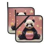Cute panda star Printing Square heat-proof pot holders (set of two) 8x8 in : Quality fabrics, Anti-scalding and easy to clean