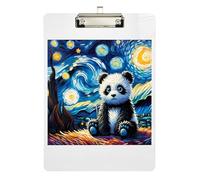 Cute Panda Starry Night Clipboard Acrylic Decorative Clipboards A4 Standard Size Clip Board with Low Profile Metal Clip for Nurses, Lawyers, Doctor Offices 12.5 x 9 Inches