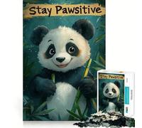 Cute Panda Stay Pawsitive 1000 Piece Jigsaw Puzzles for Adults Brain Logic Tight Connection Family Fun Birthday Art Gift (50x75cm)