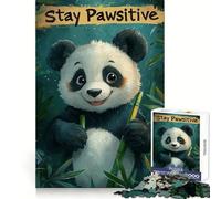 Cute Panda Stay Pawsitive 1000 Piece Jigsaw Puzzles for Teenagers Brain Exercise Bright Color Pattern Build (38x52cm)