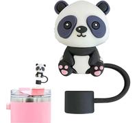 Cute Panda Straw Covers Cap for Stanley, Animal Silicone Topper,10mm Drinking Straw Tip Covers for Stanley for Diameter of 6-10mm, Splash Proof Topper