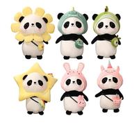 Cute Panda Stuffed Toy - 11.8in Plush Doll | 200g Super Soft Fleece + Down Cotton Filling, Simulation Panda with Headgear, Comfortable Pillow Gift for Kids Adults